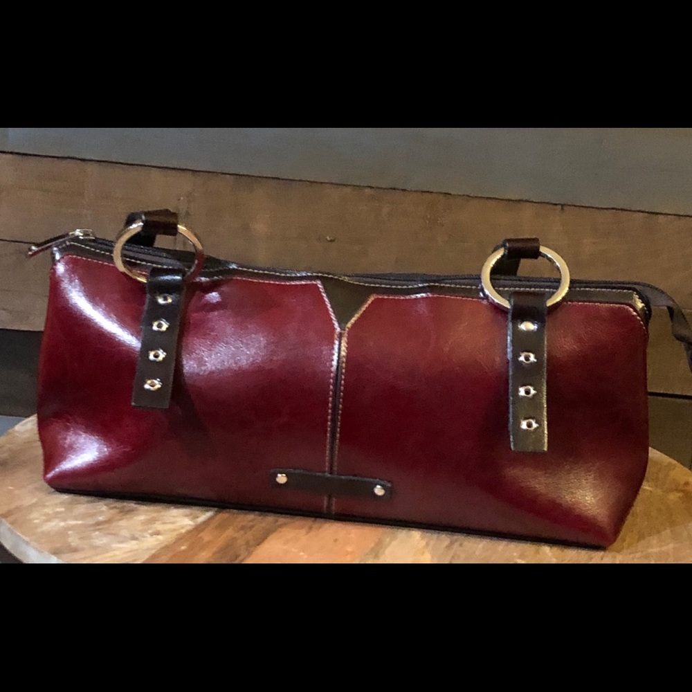 Vtg  Bordeaux Rina Rich Purse W/ Silver Hardware